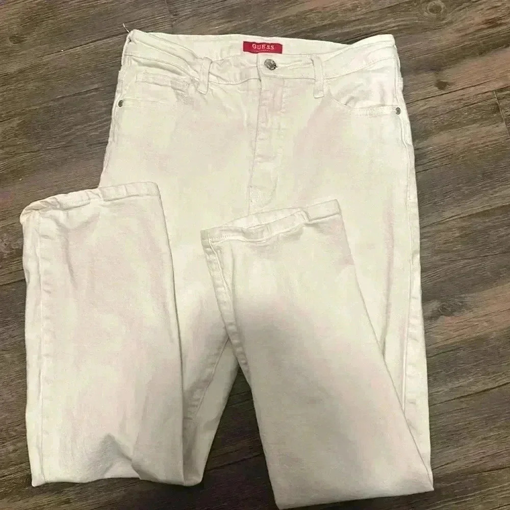 Guess white mom jeans